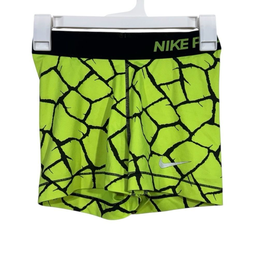 Nike Pro Yellow Pattered Elastic Activewear Shorts